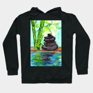 Green Bamboo and Stones Relaxation Hoodie